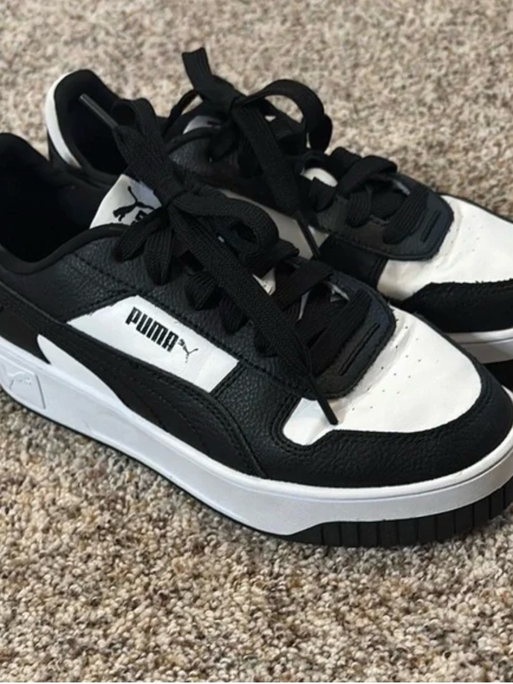 Puma Black and White Platform-Style Sneakers